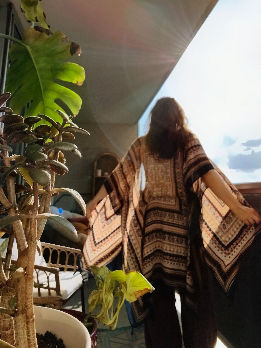 Boho Sheer Geometric Shawl Kimono Wrap Lightweight Tribal Print Beach Coverup
